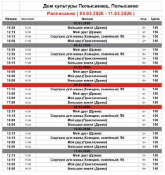 ​Репертуар кинозала ДК «Полысаевец» 5–11 марта